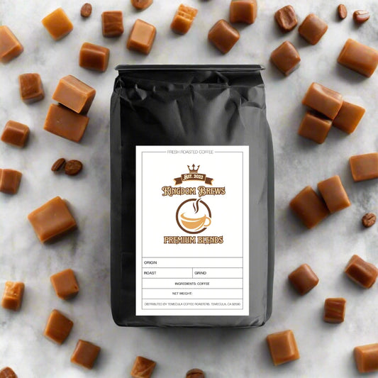 Caramel flavored coffee sold at KingdomBrews.com
