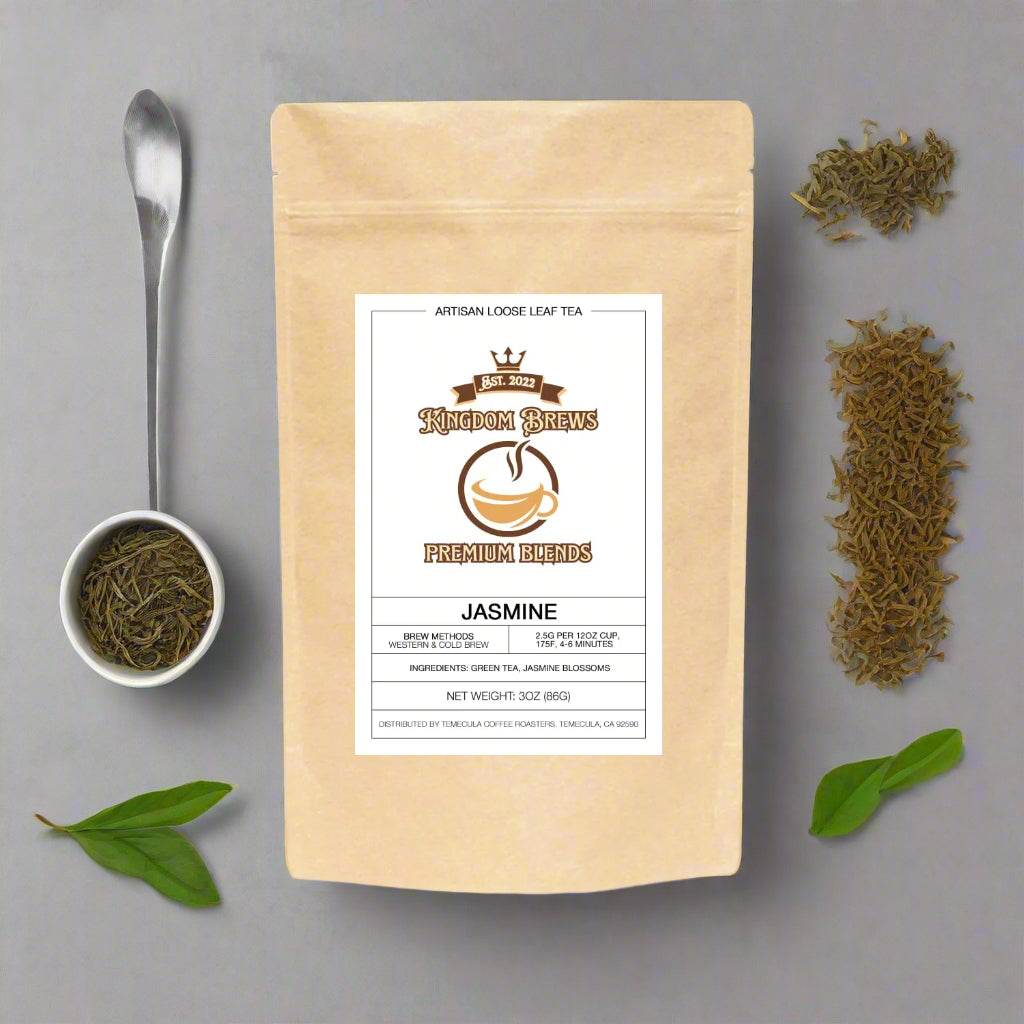Jasmine loose leaf tea sold on KingdomBrews.com