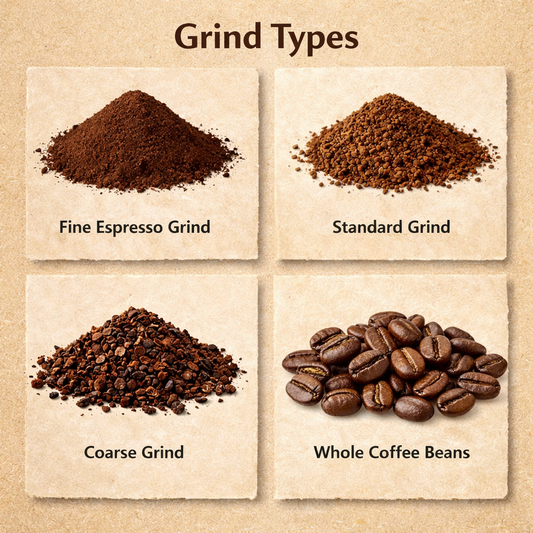 Kingdom Brews Grinds Types image card.