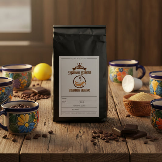 Mexico Coffee Pods Black coffee bag with a label on a white background