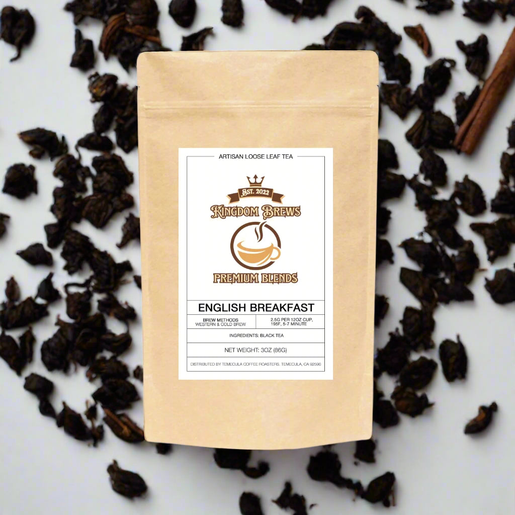 English breakfast loose leaf Indian and African Black tea sold on KingdomBrews.com