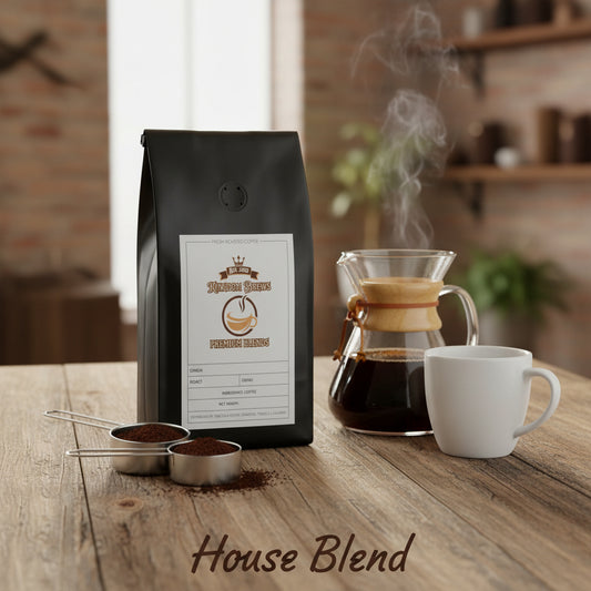 Kopi Safari House Blend Coffee Black coffee bag with a label on a white background
