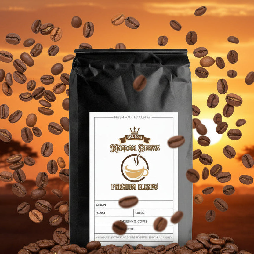 Single Origin Coffee Sampler Pack Black coffee bag with a label on a white background