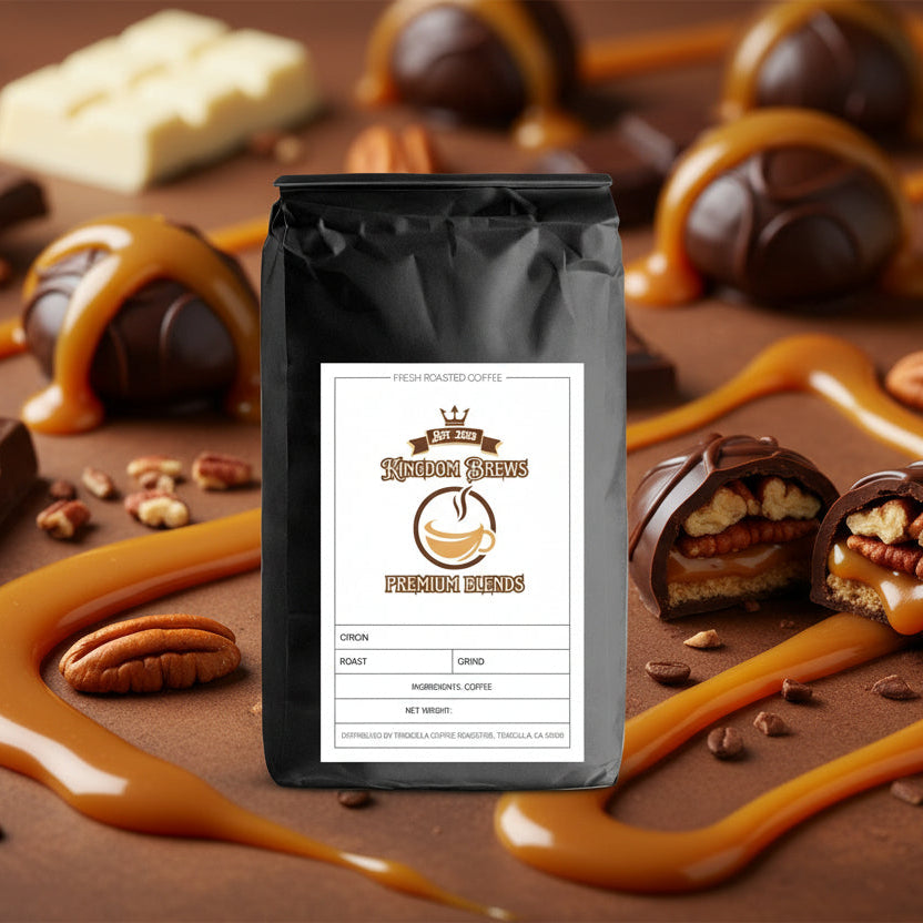 Turtle Dessert Black coffee bag with a label on a white background